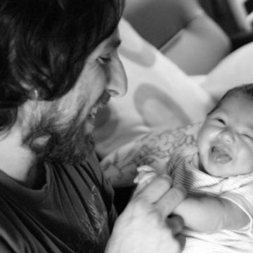 С сыном Ноаком, 2008.